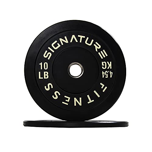 Signature Fitness Farbcodierte Hantelscheiben mit Stahlnabe, 5,1 cm, 100% Naturkautschuk von Signature Fitness