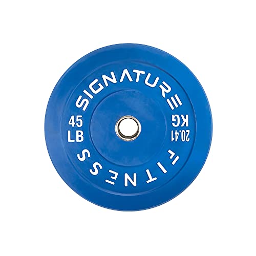 Signature Fitness 5,1 cm olympische Stoßstangen-Hantelscheiben mit Stahlnabe, 20,4 kg einzeln, farbig von Signature Fitness
