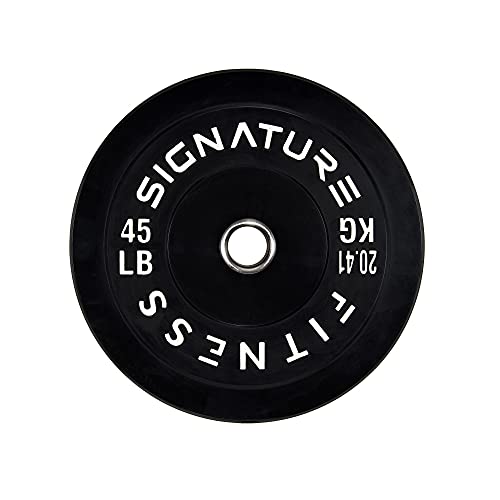 Signature Fitness Olympische Hantelscheiben mit Stahlnabe, 5,1 cm, 100% Naturkautschuk, Schwarz von Signature Fitness