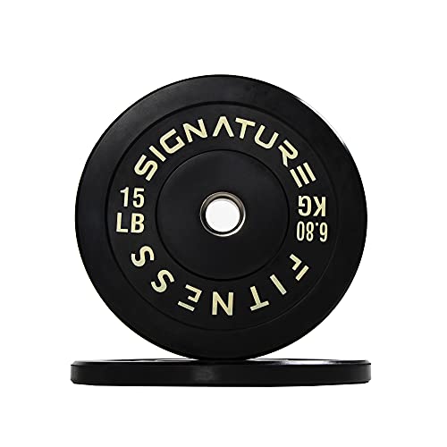 Signature Fitness Olympische Hantelscheiben mit Stahlnabe, 5,1 cm, 100% Naturkautschuk, Schwarz von Signature Fitness
