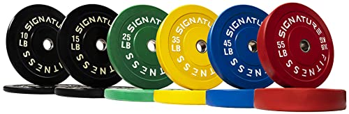 Signature Fitness Olympische Hantelscheiben mit Stahlnabe, 5,1 cm, 100% unbehandeltes Gummi von Signature Fitness