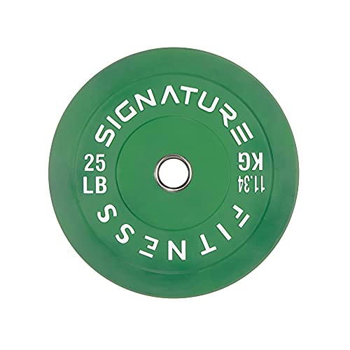 Signature Fitness 5,1 cm olympische Stoßstangen-Hantelscheiben mit Stahlnabe, 11,3 kg einzeln, farbig von Signature Fitness