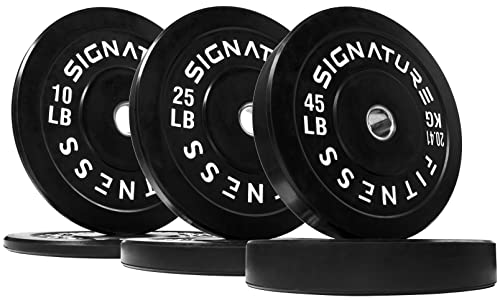 Signature Fitness 5,1 cm olympische Hantelscheiben mit Stahlnabe, 72,6 kg Set (2 x 10/25/20,4 kg), Schwarz von Signature Fitness