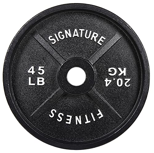Signature Fitness Deep Dish Hantelscheiben aus Gusseisen mit E-Beschichtung, 5,1 cm, Schwarz von Signature Fitness