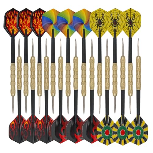 Silent-Qiaoyou Dartpfeile 12 Stück,Soft Darts Pfeile Set,Profi Steeldarts mit Metallspitze,Profi Softdarts Dartpfeil,Dartpfeile Metallspitze,14 Gramm,Steel Darts Pfeile Set,15.2 cm,Steeldarts Profi von Silent-Qiaoyou