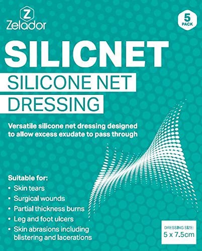 Silikon-Netzverband für Hautrisse, Narben, chirurgische Wunden und Geschwüre, durchsichtig, 5x7.5cm von Silicnet
