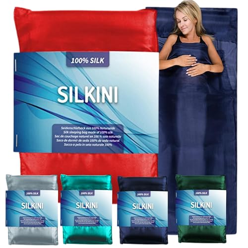 Silkini® - Seidenschlafsack aus 100% Naturseide, Hüttenschlafsack, Inlett, Sommerschlafsack aus echter Seide, rot von Silkini