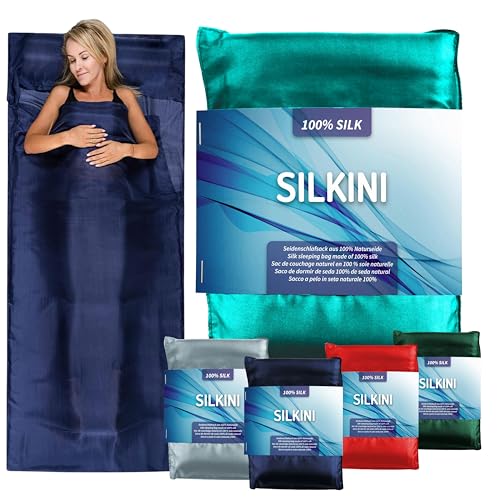 Silkini® - Seidenschlafsack aus 100% Naturseide, Hüttenschlafsack, Inlett, Sommerschlafsack aus echter Seide von Silkini
