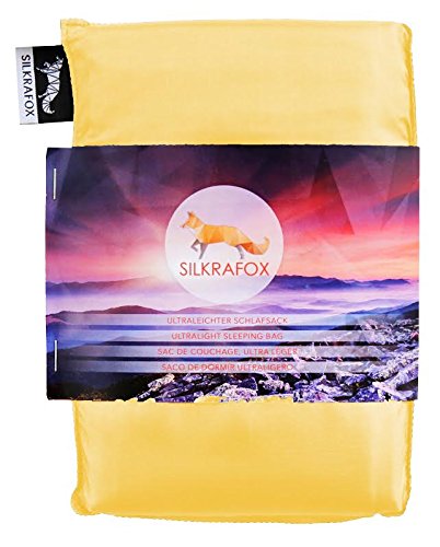 Silkrafox - ultraleichter Schlafsack, Hüttenschlafsack, Inlett, Sommerschlafsack, Kunst- Seidenschlafsack, gelb von Silkrafox