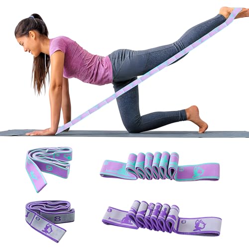 2 Stück Yoga Stretching Band, Yoga Block, Yoga Gurt mit 8 Schlaufen Resistance Bands, Fitnessbänder Band, für effektives Stretching und Yoga-Training, für Yoga-Enthusiasten und Sportler von Silkwish