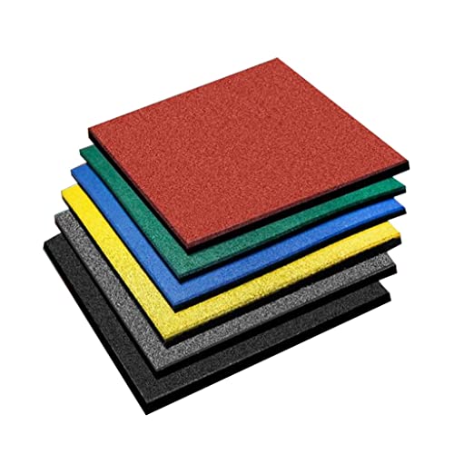 SilteD 4er-Pack ineinandergreifende Fliesen, robuste Gummi-Bodenmatte, Vibrations- und rutschfeste Trainingsmatten für Fitnessgeräte und Kissen (Farbe: Rot, Größe: 50 x 50 x 2 cm) von SilteD