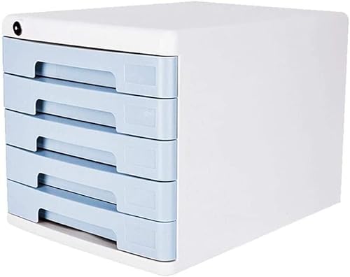 SilteD Aktenschrank, abschließbare Schublade, Büro-Aufbewahrung, Aktenbox, Erdrutschschiene, Kunststoff-Aufbewahrungsbox, fünfschichtige Schublade (Farbe: Blau) von SilteD