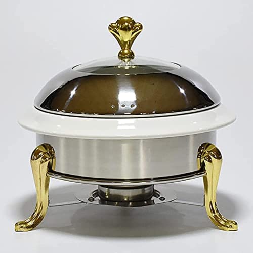 SilteD Chafing Dish Buffet-Set, runder, langlebiger Chafer und Buffetwärmer-Set, Edelstahl-Chafer für Küchenparty-Essensbuffet, Keramikeinlage (Gold, 24 cm) von SilteD