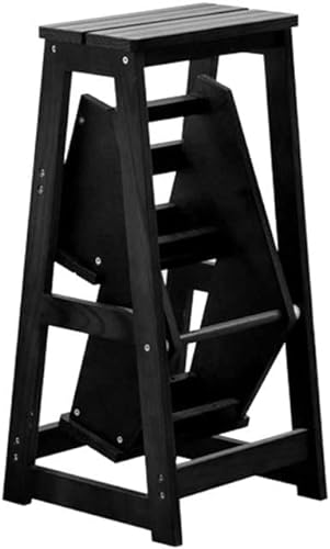 SilteD Holz-Tritthocker, klappbare Trittleitern, Multifunktionsleiter, Blumenständer für Zuhause, Bibliothek, Loft (29 x 48 x 56 cm (schwarz)) (29 x 59 x 77 cm (schwarz)) von SilteD