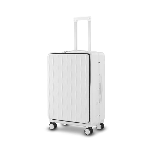 SilteD-Koffer, multifunktionaler, mattierter Koffer, Universal-Trolley-Koffer, Aluminiumrahmen, Frontöffnung, Boarding-Koffer, tragbares Gepäck, großer Koffer (Farbe: Blanco, Taille einzigartig: 24 von SilteD