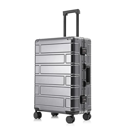 SilteD Koffer Ganzmetall-Koffer aus Aluminium-Magnesium-Legierung mit Universalrädern Mode-Trolley-Koffer Passwort-Koffer Einfacher Koffer Großer Koffer (Farbe: Grau, Taille Einzigartig: 20 Zoll) von SilteD