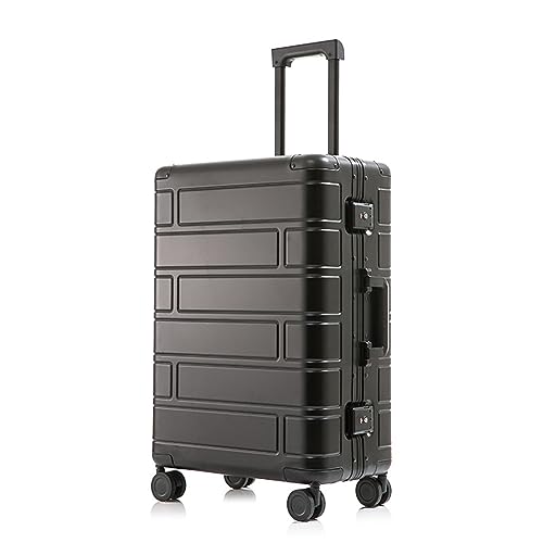 SilteD Koffer Ganzmetall-Koffer aus Aluminium-Magnesium-Legierung mit Universalrädern Mode-Trolley-Koffer Passwort-Koffer Einfacher Koffer Großer Koffer (Farbe: Schwarz, Taille Einzigartig: 28 Zoll) von SilteD