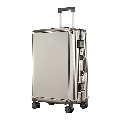 SilteD Koffer Koffer Reise-Aluminiumrahmen-Trolley-Koffer Passwort Universal-Radtasche Einfacher Mode-Koffer Kompressionsgepäck Großer Koffer (Farbe: Silber, Taille Einzigartig: 22 Zoll) von SilteD