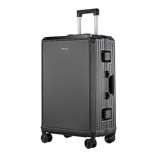 SilteD Koffer Koffer Reise-Aluminiumrahmen-Trolley-Koffer Passwort Universal-Radtasche Einfacher modischer Koffer Kompressionsgepäck Großer Koffer (Farbe: Schwarz, Größe einzigartig: 20 Zoll) von SilteD