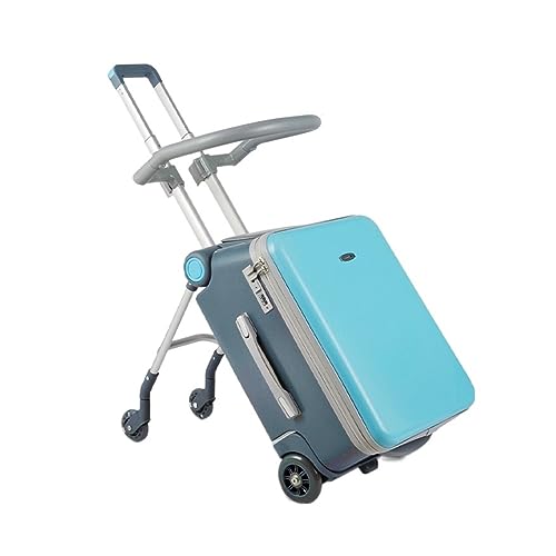 SilteD-Koffer Sit and Ride Multifunktionaler Trolley-Koffer Boarding-Reisekoffer Faltbarer Koffer Praktisch zum Ausgehen Gepäck Großer Koffer (Farbe: Blau, Taille Unique: B_20INCH) von SilteD