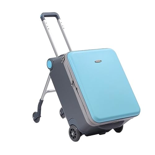 SilteD-Koffer Sit and Ride Multifunktionaler Trolley-Koffer Boarding-Reisekoffer Faltbarer Koffer Praktisch zum Ausgehen Gepäck Großer Koffer (Farbe: Blau, Taille einzigartig: A_20INCH) von SilteD