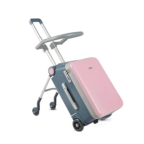 SilteD-Koffer Sit and Ride Multifunktionaler Trolley-Koffer Boarding-Reisekoffer Faltbarer Koffer Praktisch zum Ausgehen Gepäck Großer Koffer (Farbe: Pink, Taille Unique: B_20INCH) von SilteD