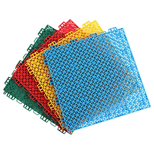 SilteD Outdoor-Basketball-Bodenfliesen, rutschfest, 11 Stück, modulare ineinandergreifende Kissen, strapazierfähige Übungs-Fußmatten für Basketball-Training (Farbe: Rot, Größe: 30,5 x 30,5 cm) von SilteD