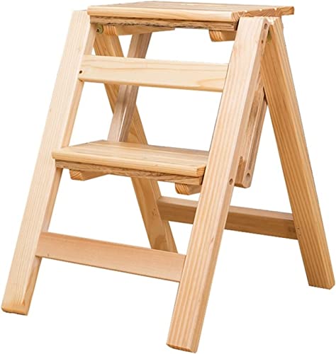 SilteD Tritthocker, Holzleiterhocker, 2 Stufen, multifunktional, Faltbare Leitern, Stuhlgestell, klappbare Trittleiter, Treppenstühle (D) (A) von SilteD