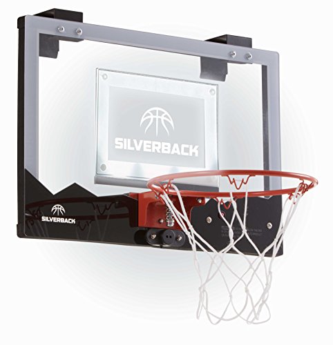 Silverback Mini-Basketballkorb mit LED-Beleuchtung, über der Tür, inkl. Mini-Basketball und Luftpumpe, 58,4 cm, Schwarz von Silverback