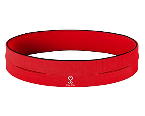 SimSimTrend Jogginggürtel mit 4 Öffnungen, rot, Gr. XL, Bauchtasche, Running Belt von SimSimTrend