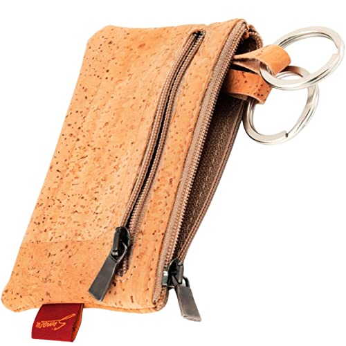 Simaru Schlüsseletui Schlüsseletuis Schlüsseltasche aus Kork mit Zwei Reißverschlüssen Vegan Made in EU (Natural) von Simaru