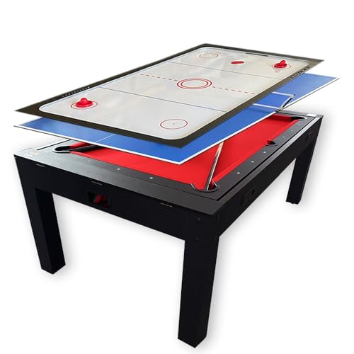 Multiplay-Billard 7 FT rot mit Air Hockey + Tischtennis + Tisch – Strike von Simba Srl