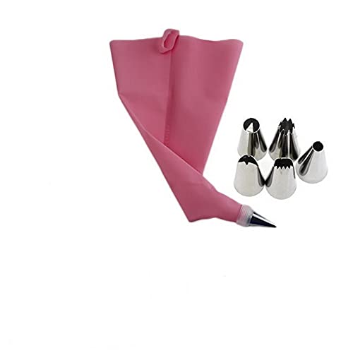 SinSed 48-teiliges Silikon-Spritzbeutel- und Spritztüllen-Set – rosa Spritztüllen und Sahnebeutel-Set – Kuchendekorationswerkzeuge für Wiederverwendbare Spritztüllen (8 Stück) von SinSed