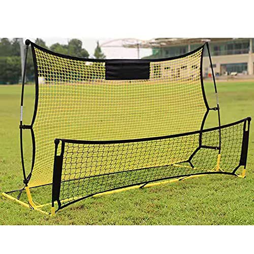 Faltbar Fußball Rebounder Net 2-in-1 Fußball Faltausrüstung Zielschießen Training Fußball Kick Trainer Für Passspiel/Schießen/Torwart,195x118x90 cm,Gelb von Sindipanda