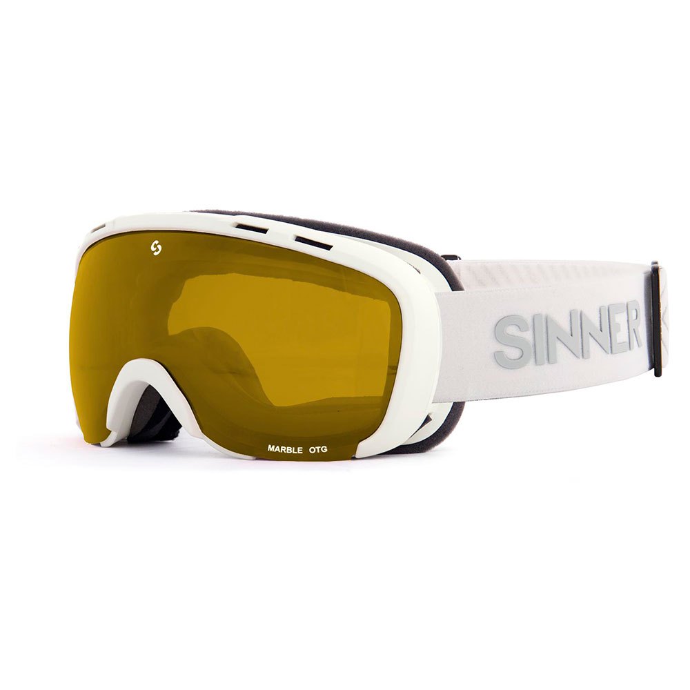 Sinner Marble Otg Ski Goggles Weiß Double Full Gold Mirror/ CAT3 von Sinner
