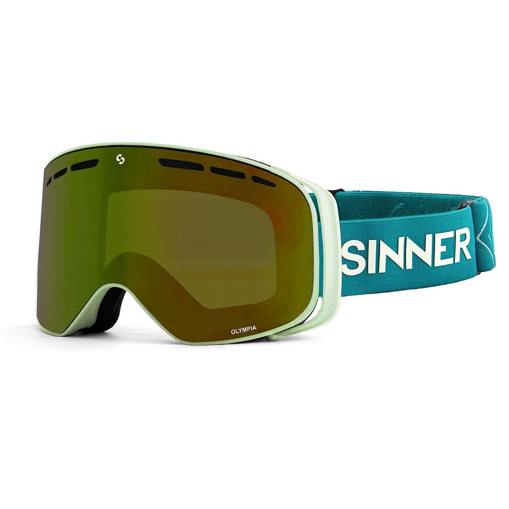 Sinner Olympia Ski Goggles Grün Double Full Gold-Green Mirror Vent/CAT3 von Sinner