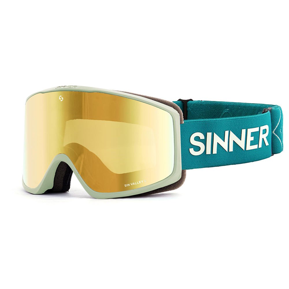 Sinner Sin Valley S Ski Goggles Grün Double Gold Oil+Double Pink/CAT1-3 von Sinner