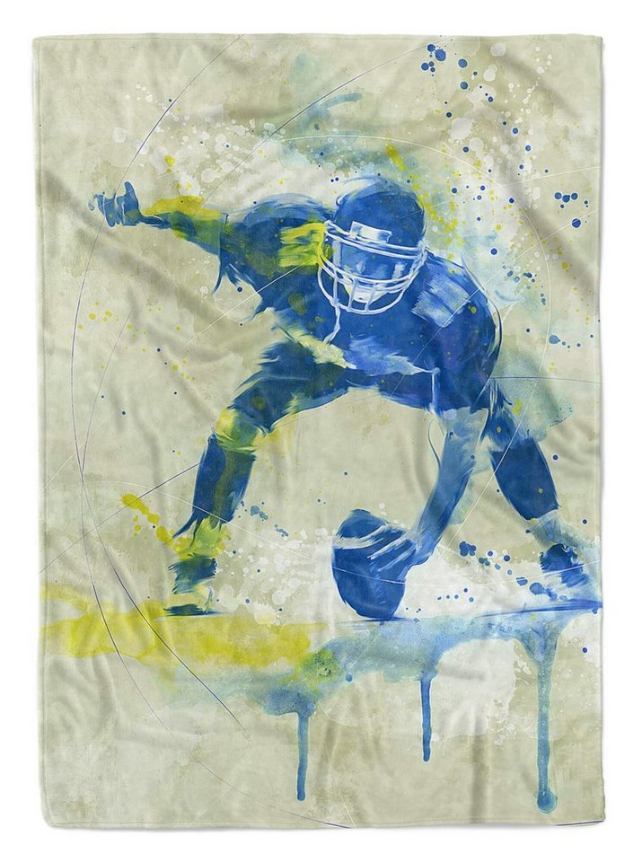 Sinus Art Handtücher SplashArt Sport Handtuch Strandhandtuch Saunatuch Kuscheldecke Kunstvoll American Footbal, Baumwolle-Polyester-Mix (1-St), Handtuch von Sinus Art