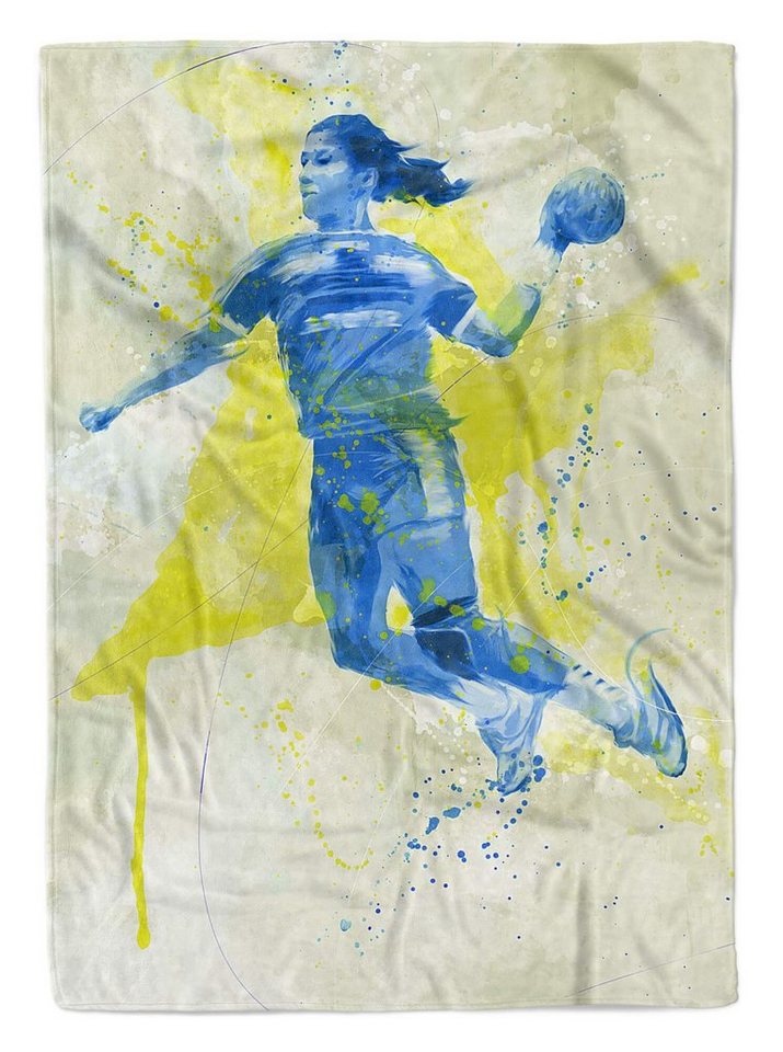 Sinus Art Handtücher SplashArt Sport Handtuch Strandhandtuch Saunatuch Kuscheldecke Kunstvoll Handball I Sport, Baumwolle-Polyester-Mix (1-St), Handtuch von Sinus Art