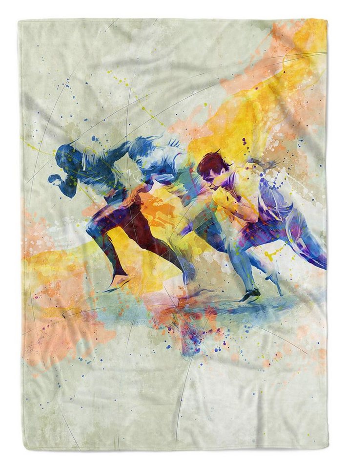 Sinus Art Handtücher SplashArt Sport Handtuch Strandhandtuch Saunatuch Kuscheldecke Kunstvoll Running VII Spor, Baumwolle-Polyester-Mix (1-St), Handtuch von Sinus Art