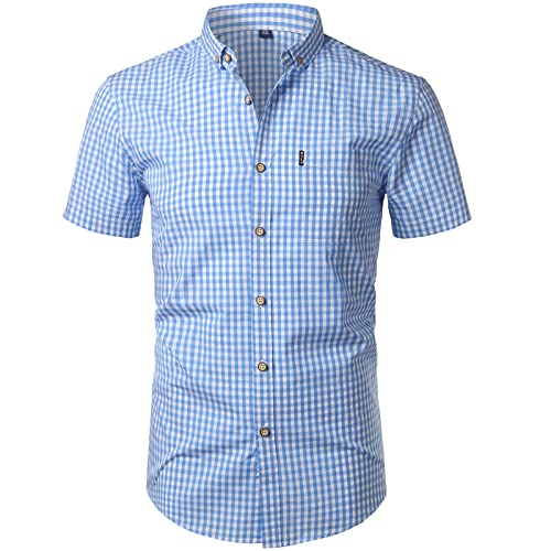 Hemd Herren Kurzarm - Hemd Herren Kurzarm - Herren Karo Baumwolle Hemd Casual Slim Fit Herren Hemden Button Up Männer Kleid Hemden Business Männer Weich Bequem Hemd Chemise, Stil C,S von Sinyales