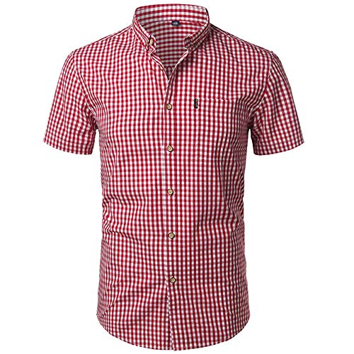 Hemd Herren Kurzarm - Hemd Herren Kurzarm - Männer Karo Baumwolle Hemd Casual Slim Fit Herren Hemden Button Up Männer Kleid Hemden Business Männer Weich Bequem Hemd Chemise, Stil B, L von Sinyales