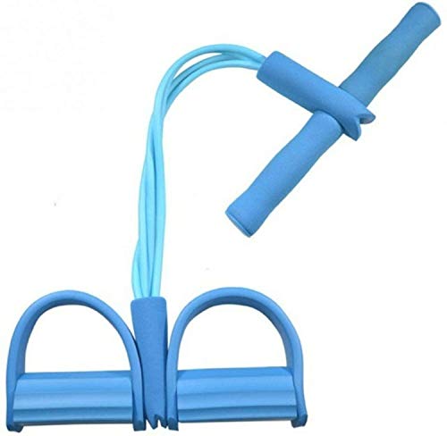 Multifunktions-Spannseil-Beintrainer Sit-up Bodybuilding Expander Elastic Pull Rope Trainingsgeräte, 4-Rohr-Elastic-Sit-Up-Zugseil mit Fußpedal Abdominal Exerciser Fitness (Blau) von Sinye