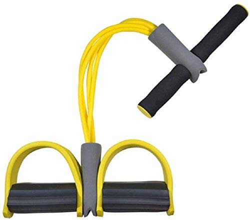 Multifunktions-Spannseil-Beintrainer Sit-up Bodybuilding Expander Elastic Pull Rope Trainingsgeräte, 4-Rohr-Elastic-Sit-Up-Zugseil mit Fußpedal Abdominal Exerciser Fitness (Gelb) von Sinye