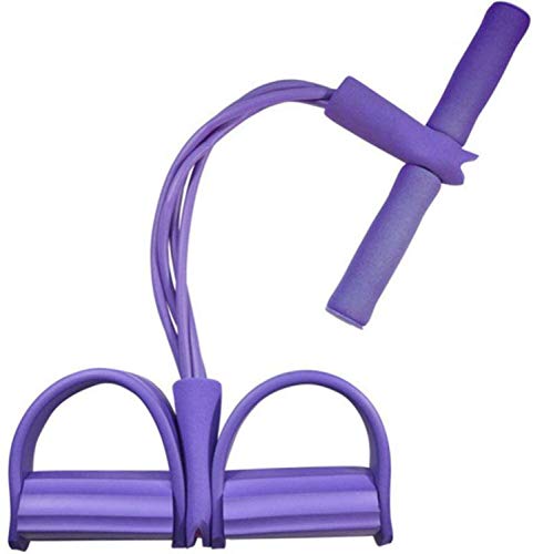 Multifunktions-Spannseil-Beintrainer Sit-up Bodybuilding Expander Elastic Pull Rope Trainingsgeräte, 4-Rohr-Elastic-Sit-Up-Zugseil mit Fußpedal Abdominal Exerciser Fitness (Lila) von Sinye