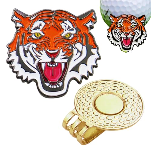 Sirseon Golfball-Marker-Hutclip, magnetischer Golfball-Marker | Golfballhalter Tiger Design | Magnetischer Golfball-Markierungshalter, Golfball-Halter-Clip, magnetisch für Männer, Frauen von Sirseon