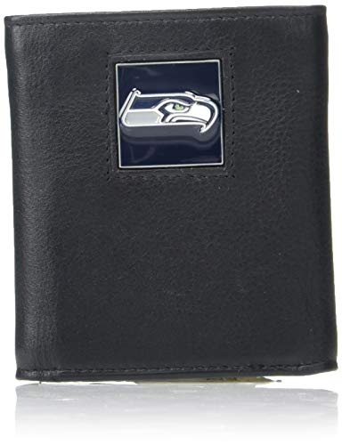 Siskiyou NFL Seattle Seahawks Geldbörse aus Leder, dreifach faltbar, Schwarz von Siskiyou