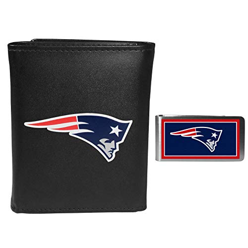 Siskiyou Sports NFL New England Patriots Herren-Geldbörse, dreifach gefaltet, mit Farbiger Geldklammer, Schwarz, Einheitsgröße von Siskiyou