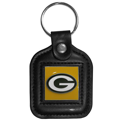 Siskiyou Sports Unisex-Erwachsene Green Bay Packers Schlüsselanhänger aus Leder, quadratisch, schwarz, Einheitsgröße von Siskiyou