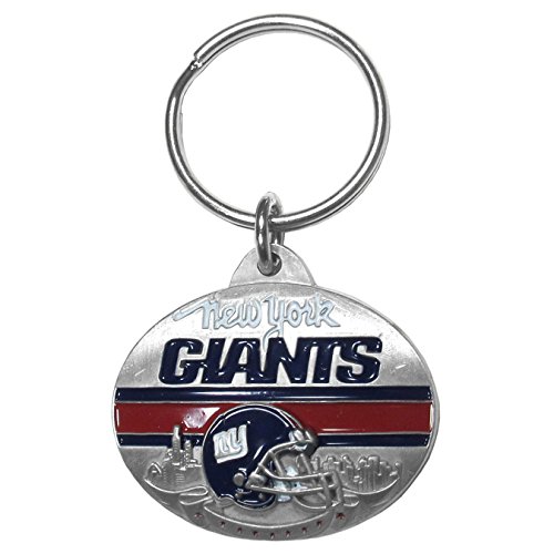 Siskiyou Sports Unisex-Erwachsene New York Giants Schlüsselanhänger, oval, geschnitzt, Metall, blau, Split Ring von Siskiyou